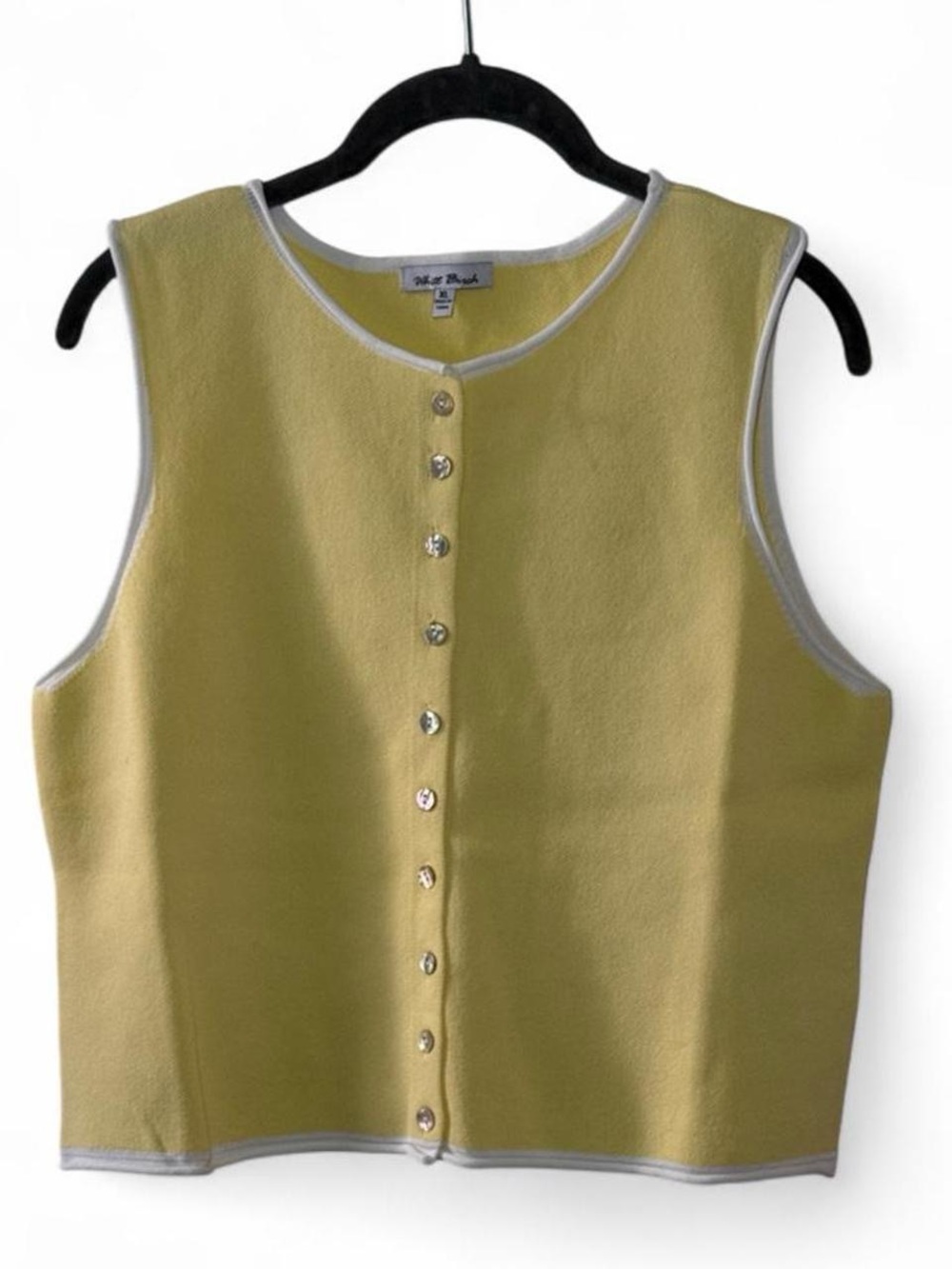 White Birch Yellow Knit Button Up Sweater Vest NWOT XL coastal grandma
